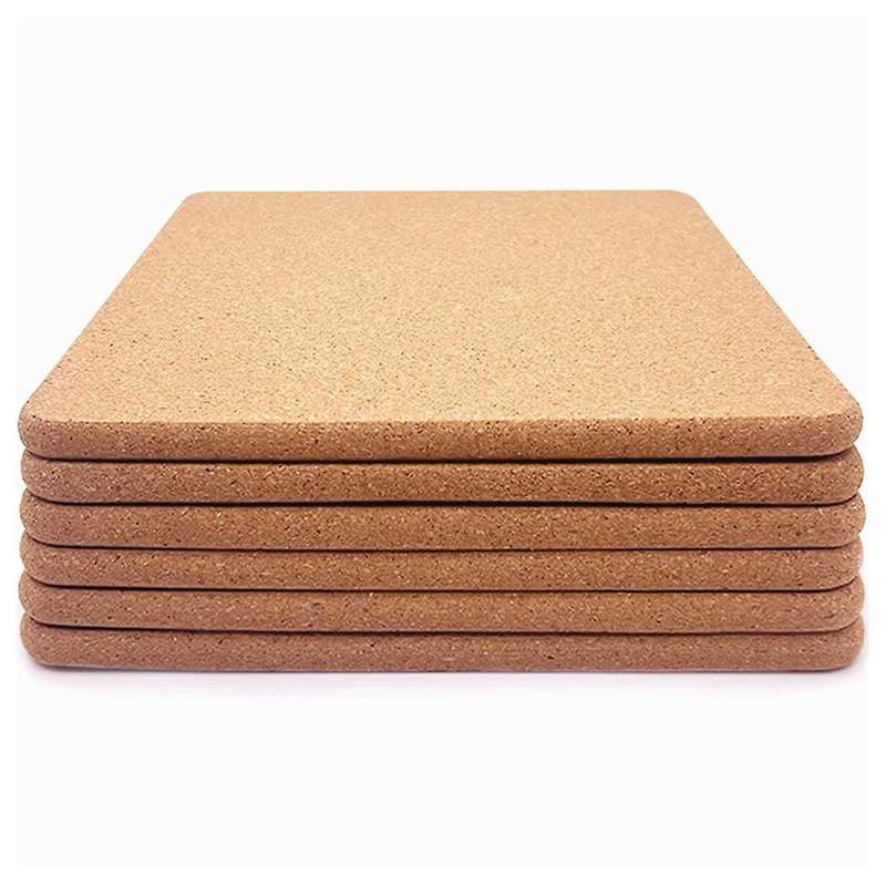 Cork Trivet, 6 Pcs High Density Thick Square Cork Trivets for Hot Dishes, 8 Inch Multifunctional Cor