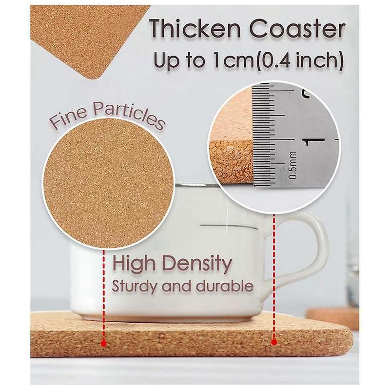 Cork Trivet, 6 Pcs High Density Thick Square Cork Trivets for Hot Dishes, 8 Inch Multifunctional Cor