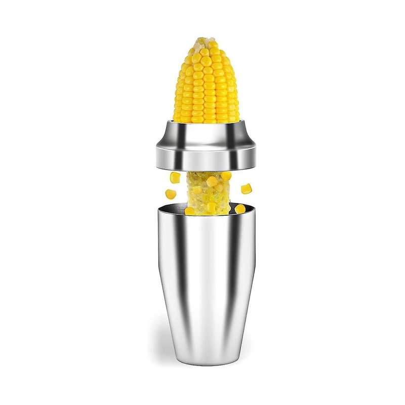 Corn Cutter Peeler, Corn Cob Stripper with Cup , 304 Stainless Steel Corn On The Cob Remover Kitchen