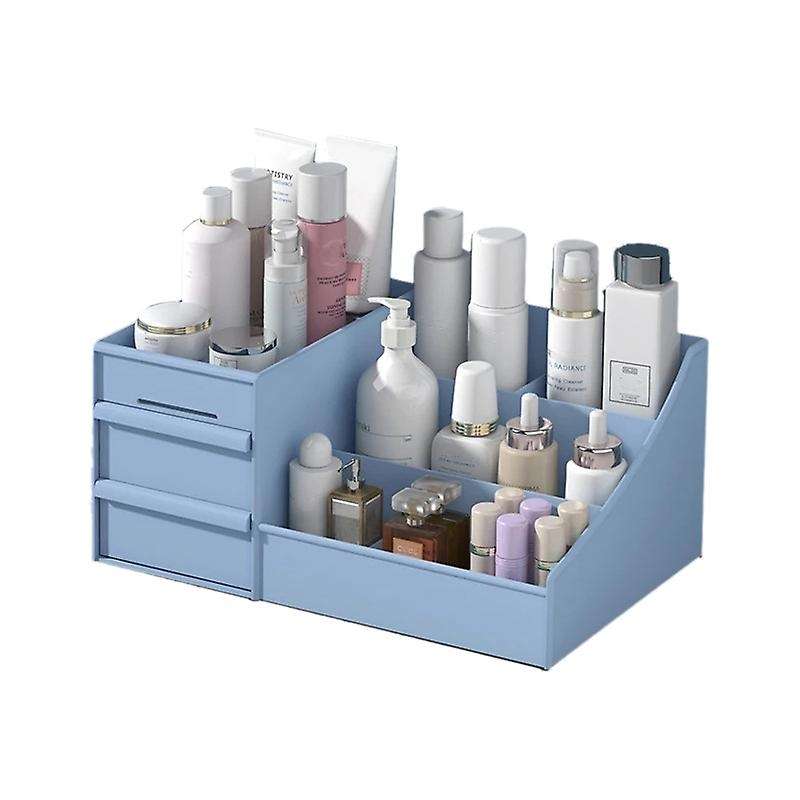 Cosmetic Makeup Organizer with Drawers, Plastic Bathroom Skincare Storage Box Brush Lipstick Holder