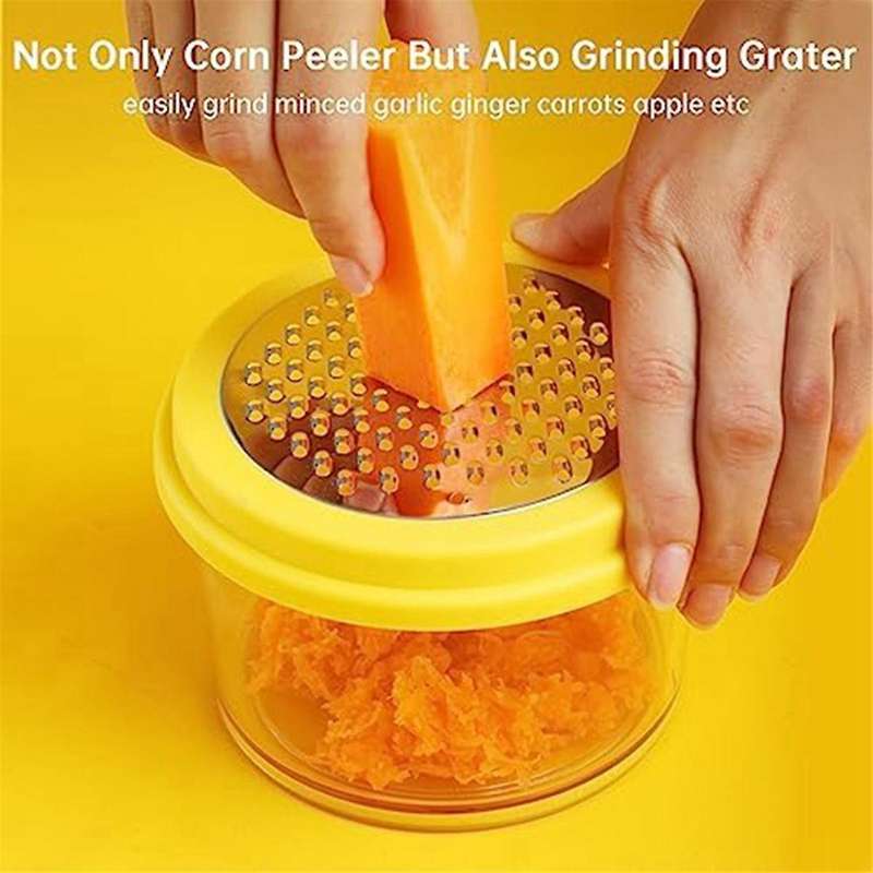 Corn Peeler, Corn Stripper, Corn Cob Stripping Tool Corn Cutter & Remover with Built-in Cup Grater,