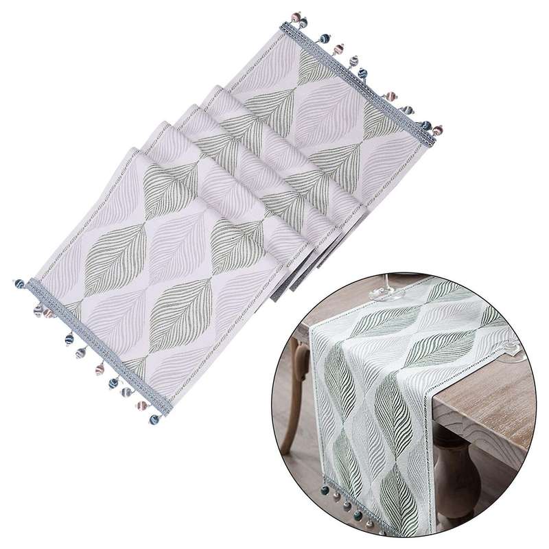Cotton Linen Table Runner 72 Inches Long, Spring Table Runners Farmhouse -with Tassels, Home Kitche