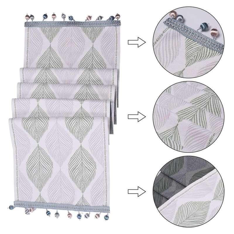 Cotton Linen Table Runner 72 Inches Long, Spring Table Runners Farmhouse -with Tassels, Home Kitche