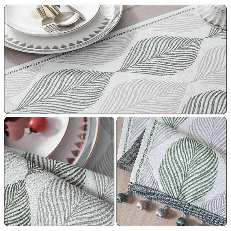 Cotton Linen Table Runner 72 Inches Long, Spring Table Runners Farmhouse -with Tassels, Home Kitche