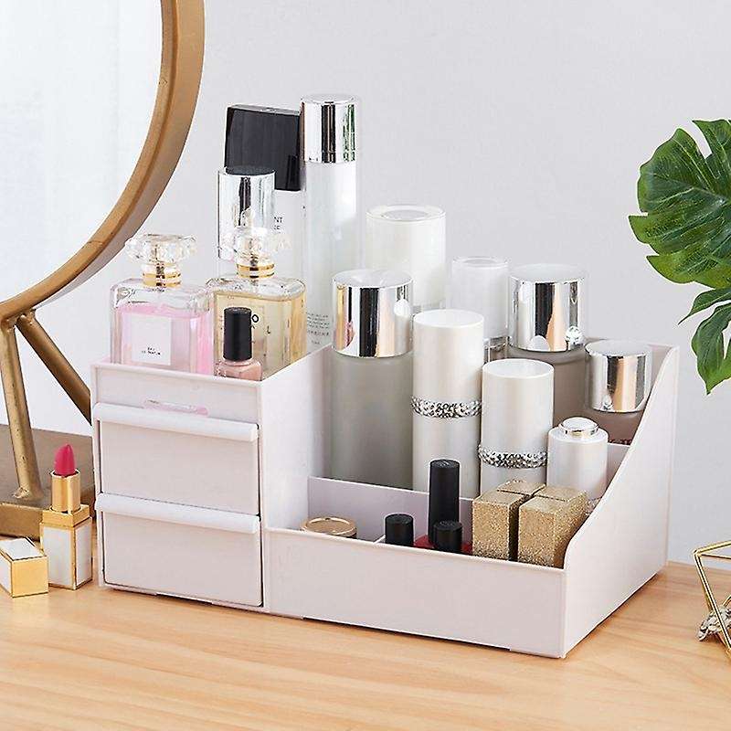 Cosmetic Makeup Organizer with Drawers, Plastic Bathroom Skincare Storage Box Brush Lipstick Holder