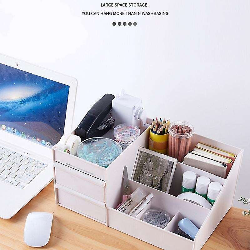 Cosmetic Makeup Organizer with Drawers, Plastic Bathroom Skincare Storage Box Brush Lipstick Holder