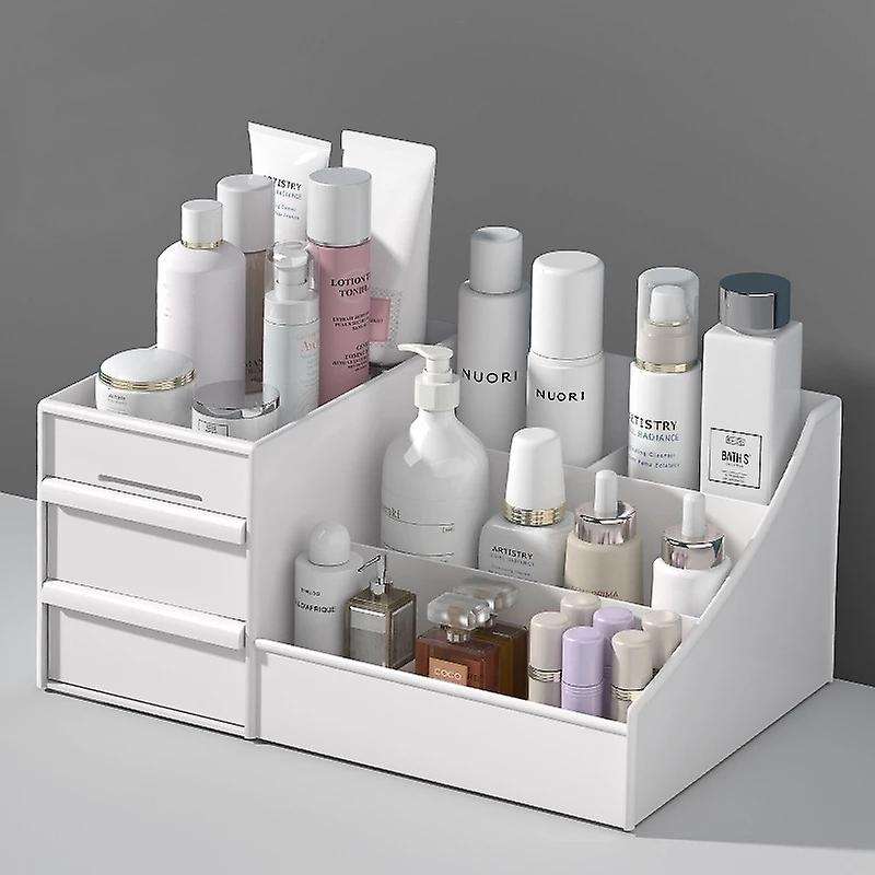 Cosmetic Makeup Organizer with Drawers, Plastic Bathroom Skincare Storage Box Brush Lipstick Holder