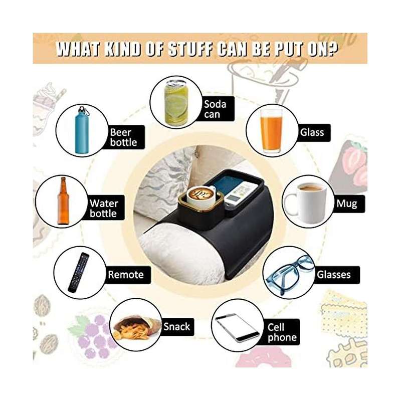 Couch Cup Holder Anti Recliner Table Tray Silicone Sofa Armrest Tray Weighted Couch Arm Table Anti