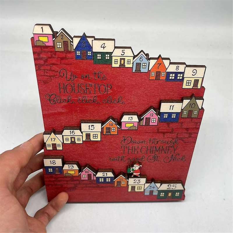 Countdown Arrival Calendar Wooden Calendar Ornaments Decoration Set The Stage