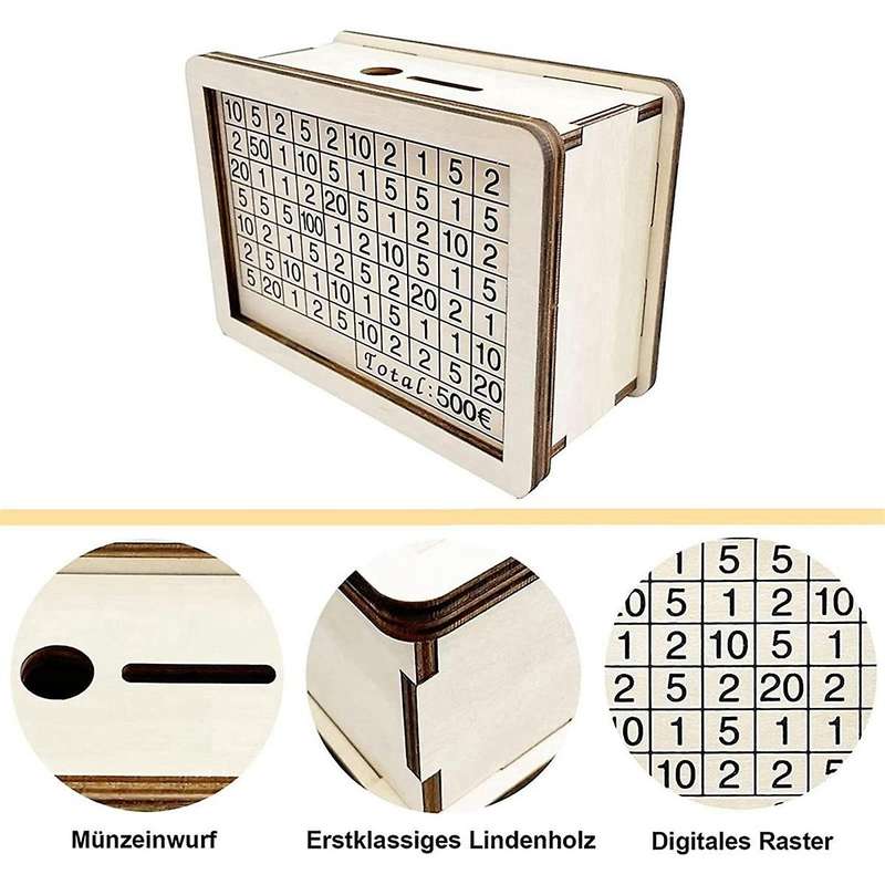Counting Coin Bank Craft with Opening Wooden Money Box with Counter Money Storage Box for Kids Boys