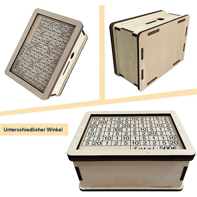 Counting Coin Bank Craft with Opening Wooden Money Box with Counter Money Storage Box for Kids Boys