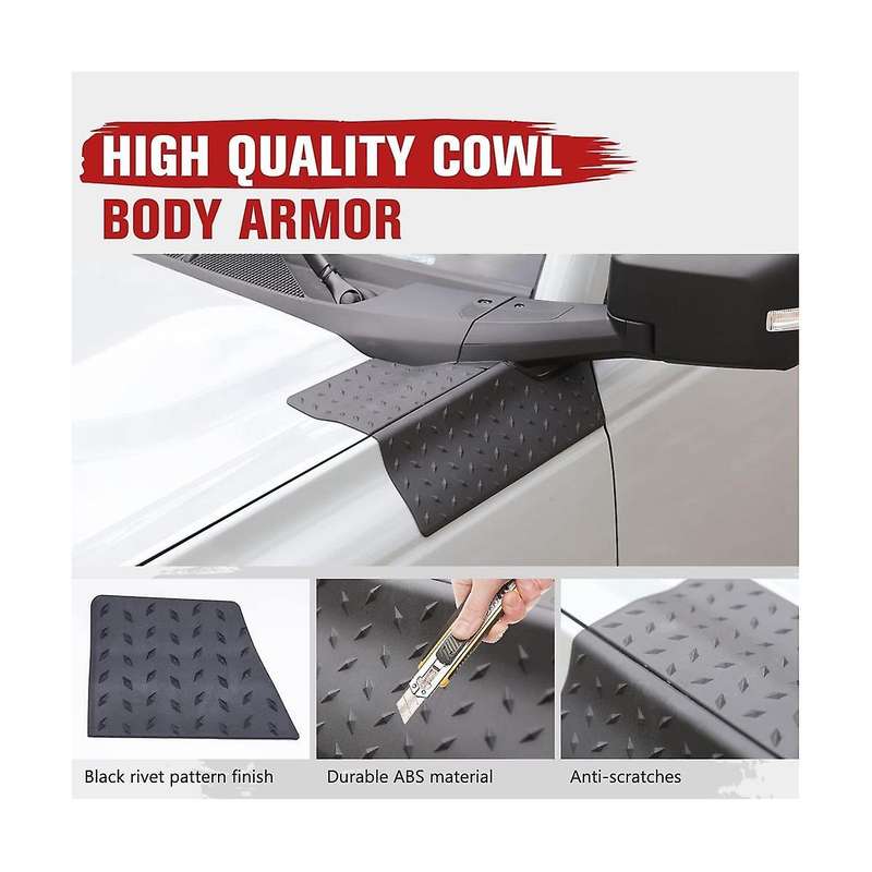 Cowl Body Armor for 2021 2022 2023 2/4 Doors, Side Corner Guard Trim Cover Accessories, Black