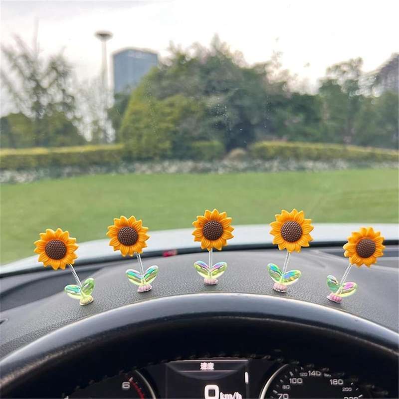 Cozy Home Sunflower, Sunny Ornaments Sunflower for Car, Car Interior Ornament, Car Mounted Spring Or
