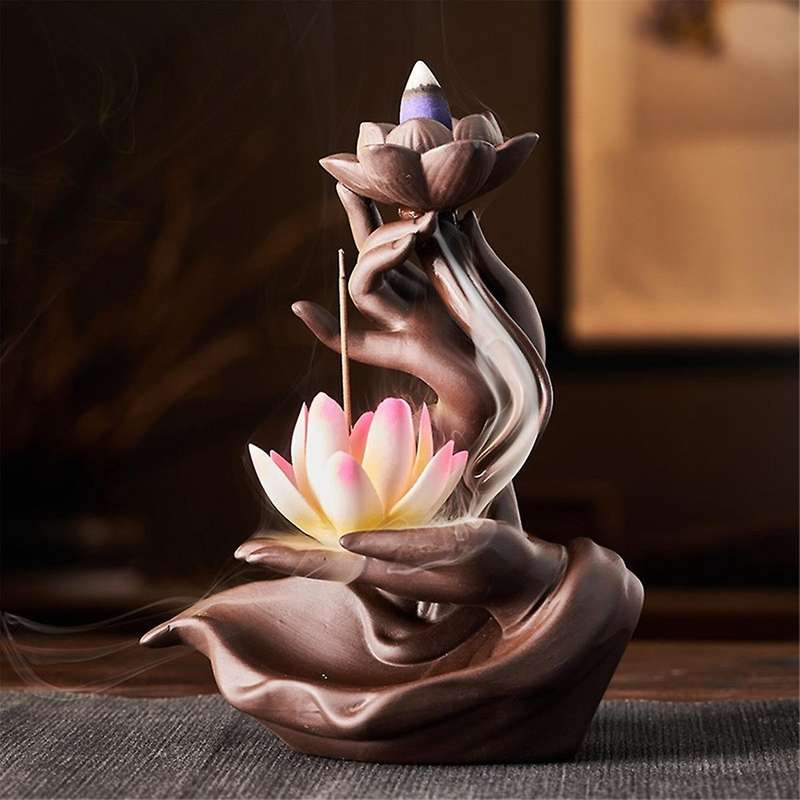 C-purple Sand Backflow Incense Stove, Buddhist Hand Home Fragrance Stove Incense Insert Plate Access