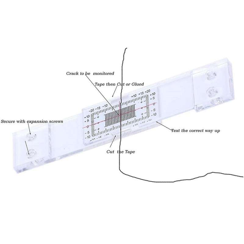 Crack Monitoring Record, 3Pcs Crack Measurement Tool, Crack Width Gauge, Clear Acrylic Corner Crack