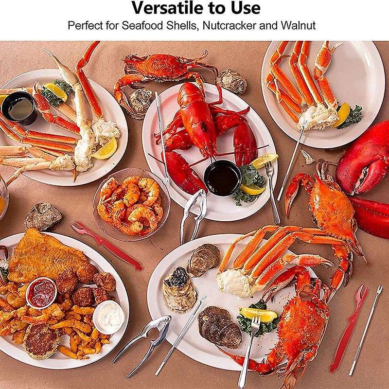 Crab Crackers and Tools, Lobster - 2 Crab Leg Crackers and 4 Crab Leg Forks Sturdy & Durable & Rustp