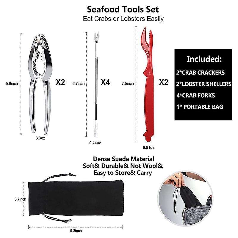Crab Crackers and Tools, Lobster - 2 Crab Leg Crackers and 4 Crab Leg Forks Sturdy & Durable & Rustp