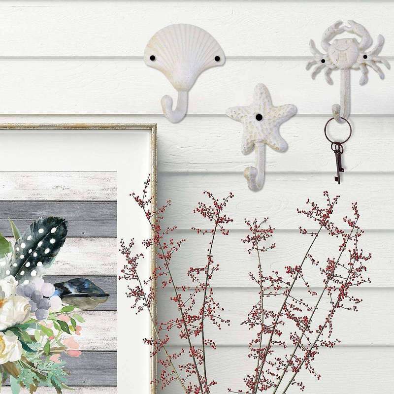 Crab Cast Iron Decorative Wall Hooks Coats Hats Towels Hooks Beach Ocean Theme Chic Metal Hooks