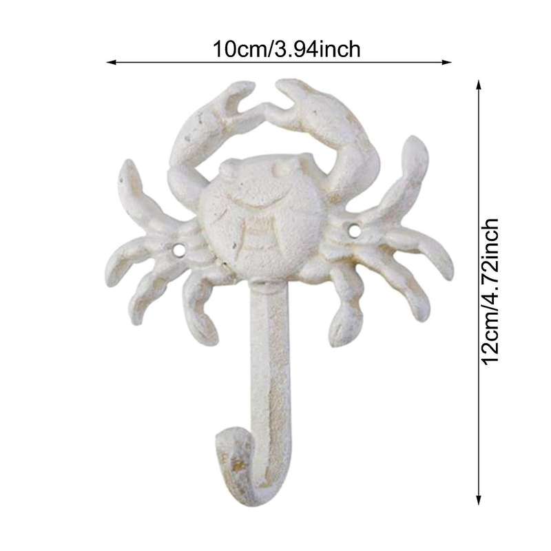 Crab Cast Iron Decorative Wall Hooks Coats Hats Towels Hooks Beach Ocean Theme Chic Metal Hooks