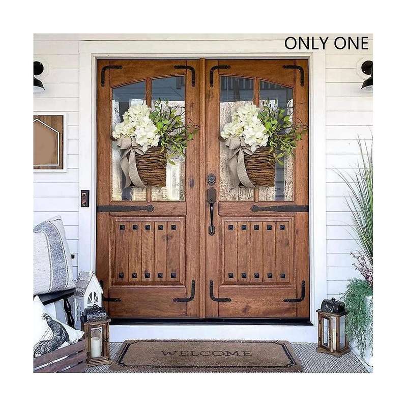 Cream Hydrangea Door Hanger Basket Wreath,wildflowers Door Hanging Basket Wreath, Home Porch Farmho