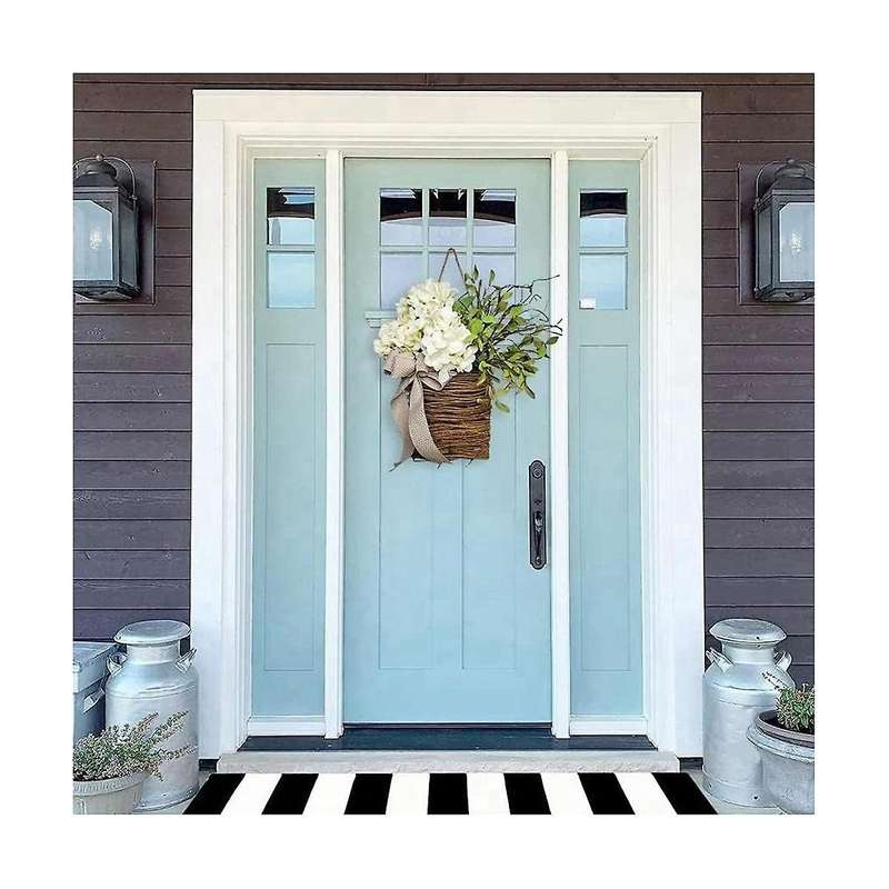 Cream Hydrangea Door Hanger Basket Wreath,wildflowers Door Hanging Basket Wreath, Home Porch Farmho