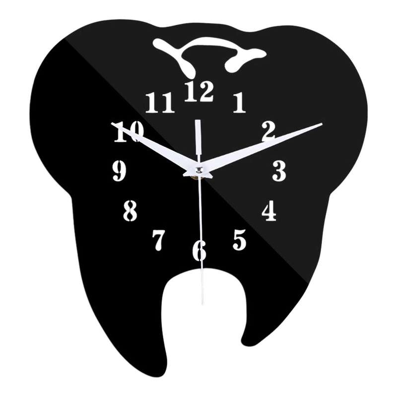 Creative Tooth-Shaped Wall Clock Dental Ornament Wall Clock 3D Acrylic Creative Mirror Wall Sticke