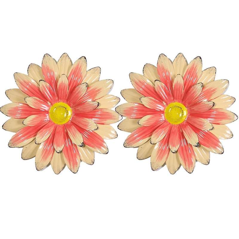Creamy-White Peach Red Garden Courtyard Iron Sunflower Villa Decoration Gardening Wall Hanging