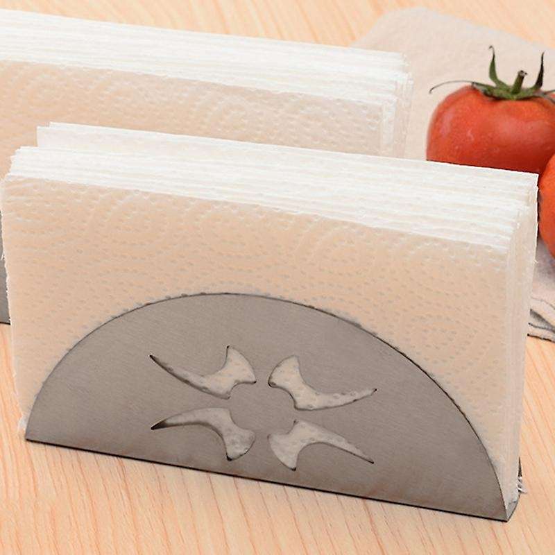 Creative Paper Towel Holder Stainless Steel Napkin Holder Fanshaped Organizer Container Home Party