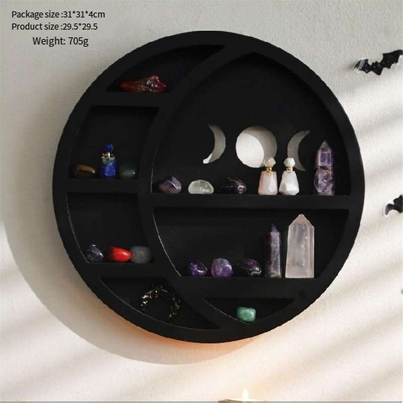 Crescent-moon Shelf for Crystals Crystal Shelf Display for Wall, Moon Wall Decor Moon Phase Wall Dec