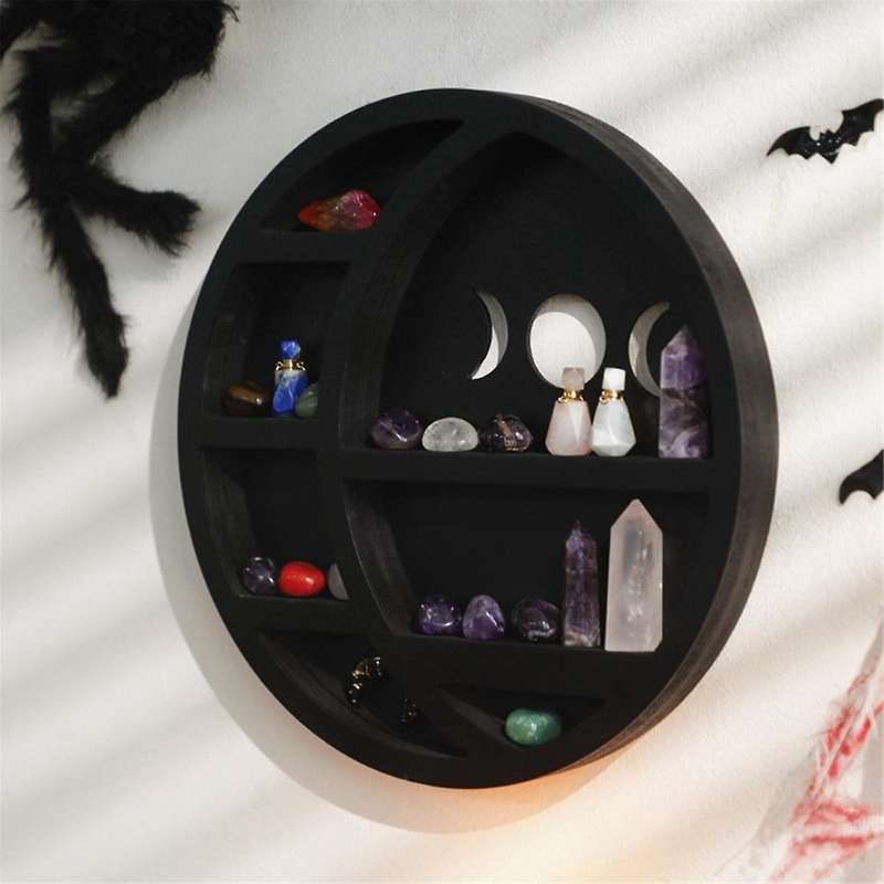 Crescent-moon Shelf for Crystals Crystal Shelf Display for Wall, Moon Wall Decor Moon Phase Wall Dec