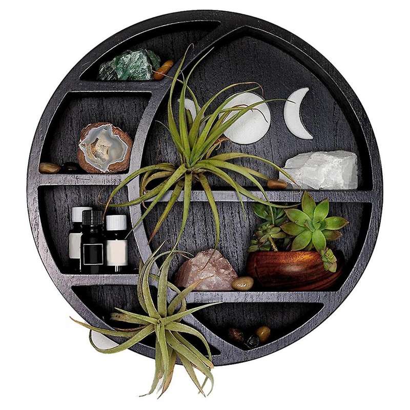 Crescent-moon Shelf for Crystals Crystal Shelf Display for Wall, Moon Wall Decor Moon Phase Wall Dec