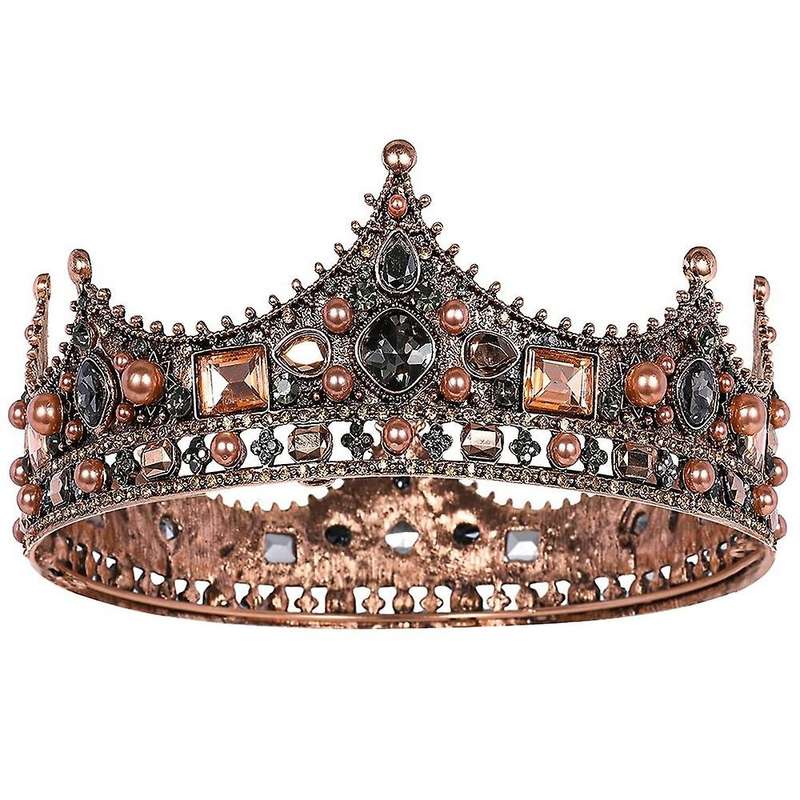 Crowns for Men - Baroque Vintage Rhinestone , Men's Full Crown for Theater Prom Party
