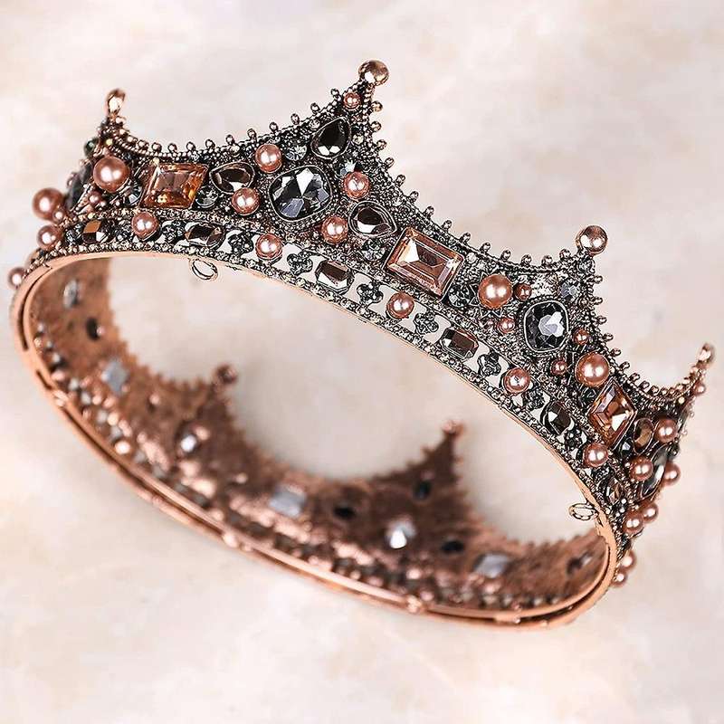 Crowns for Men - Baroque Vintage Rhinestone , Men's Full Crown for Theater Prom Party