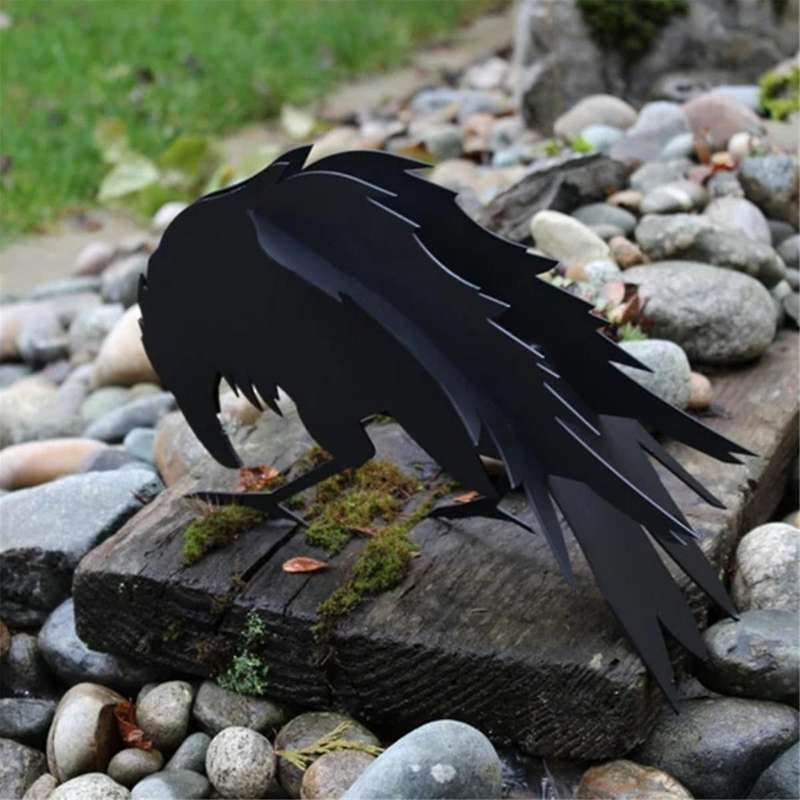 Crow Garden Sculpture Crow 3D Garden Sculpture Ornament (Thinking Crow)