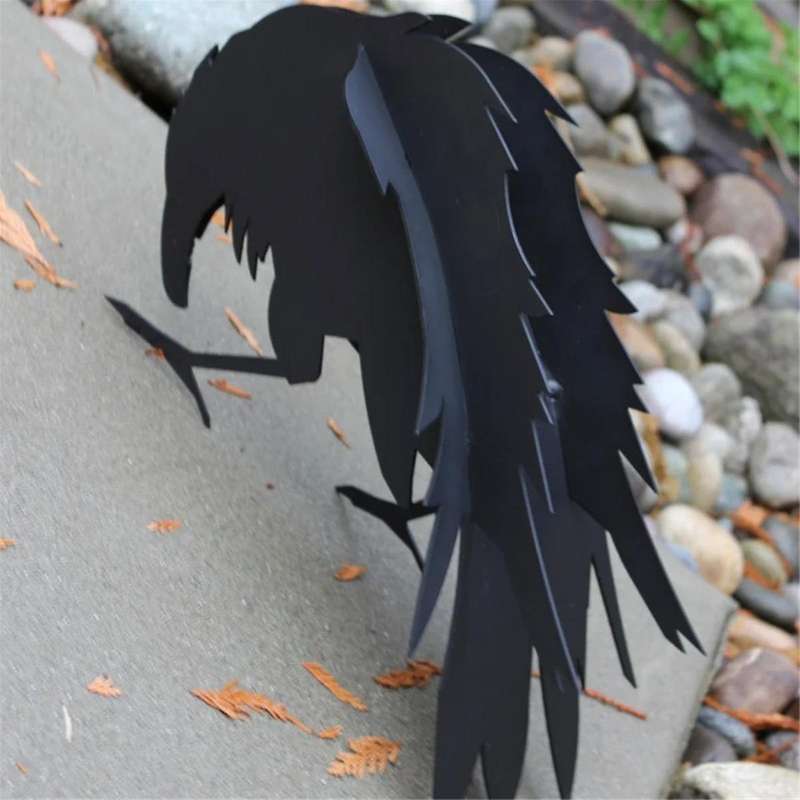 Crow Garden Sculpture Crow 3D Garden Sculpture Ornament (Thinking Crow)
