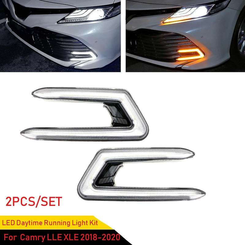 C-Ring LED Daytime Running Light Fog Lamp with Turn Signal for 2018-2020 L LE XLE