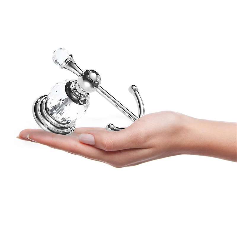Crystal Towel Hook, Silver Robe Hooks, Bathroom Hand Towel Wall Hanger for Clothes Closet Wall Mount