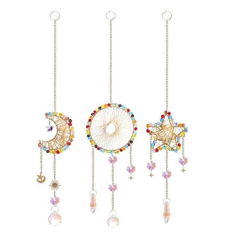 Crystal Suncatchers, Handmade Sun Catchers Indoor Window, Sun Shape Weaving Outdoor Hanging Decorati