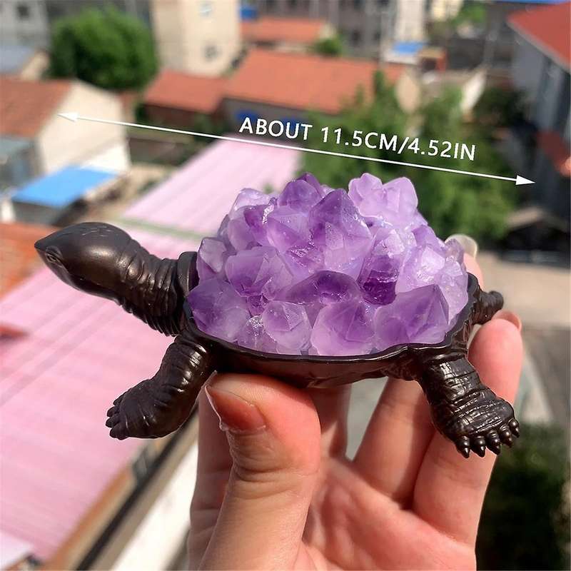 Crystal Stone Tooth Turtle Cute Animal Figurines Healing Statue for Home Decoration Child Collection