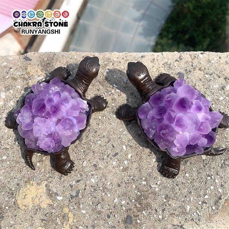 Crystal Stone Tooth Turtle Cute Animal Figurines Healing Statue for Home Decoration Child Collection