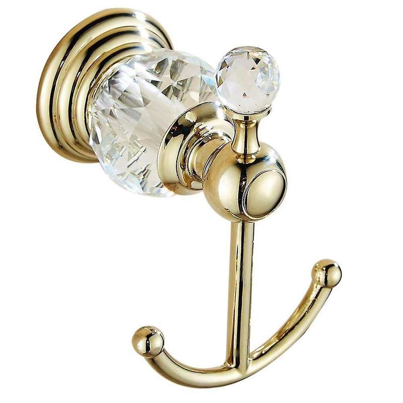Crystal Towel Hook, Gold Robe Hooks, Bathroom Hand Towel Wall Hanger for Clothes Closet Wall Mounted