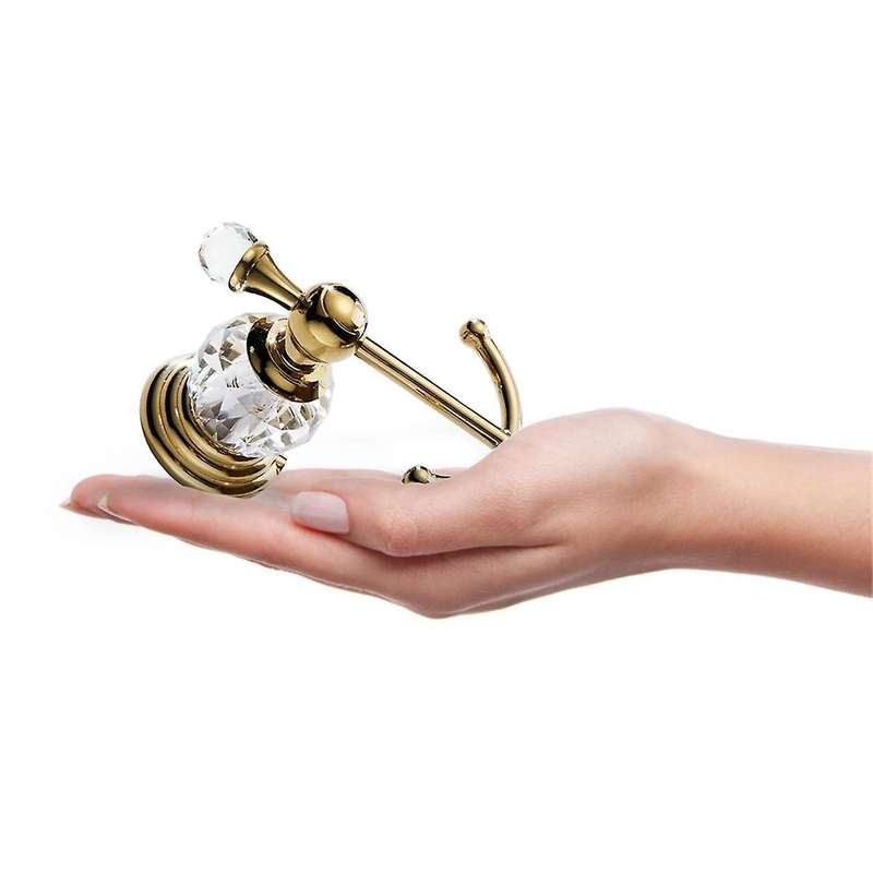 Crystal Towel Hook, Gold Robe Hooks, Bathroom Hand Towel Wall Hanger for Clothes Closet Wall Mounted