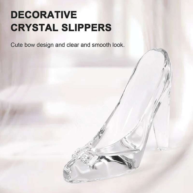 Crystal Shoes Glass Home Decor Cinderella High-Heeled Shoes