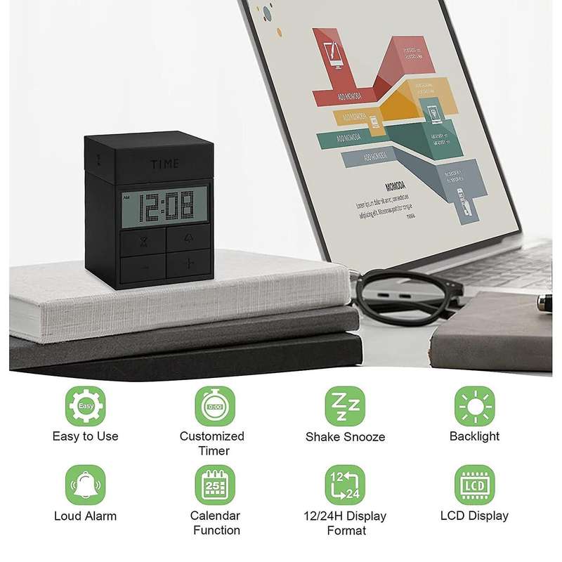 Cube Digital Timer Clock Silent Pomodoro Timer Kitchen Timer for Cooking Office Classroom Kids Teac
