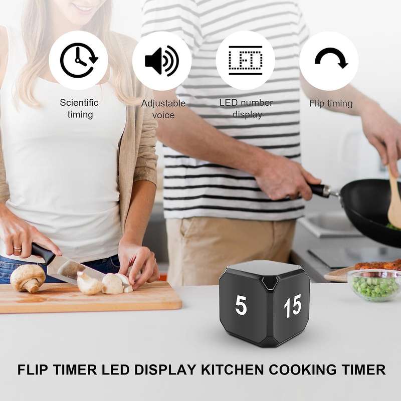 Cube-Timer Kitchen Timer Gravity Sensor Flip Meditation Timer Management and Countdown 5-15-25-45 Mi