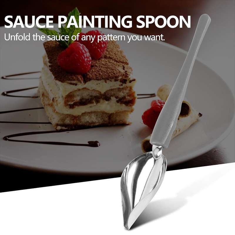 Culinary Drawing Decorating Spoon Set, 2 Pcs Saucier Drizzle Spoons,Decorating Pencil Spoon for Deco