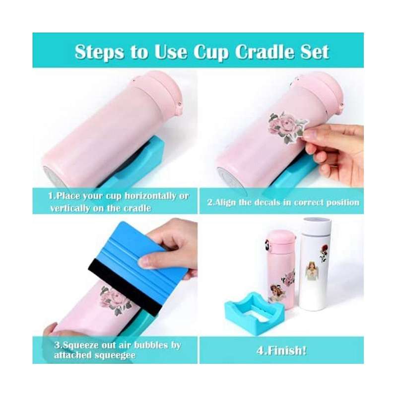 Cup Cradle for Tumblers, Sturdy Tumbler Cradle with Felt Squeegee to Apply Keep Tumblers Cups In Pl