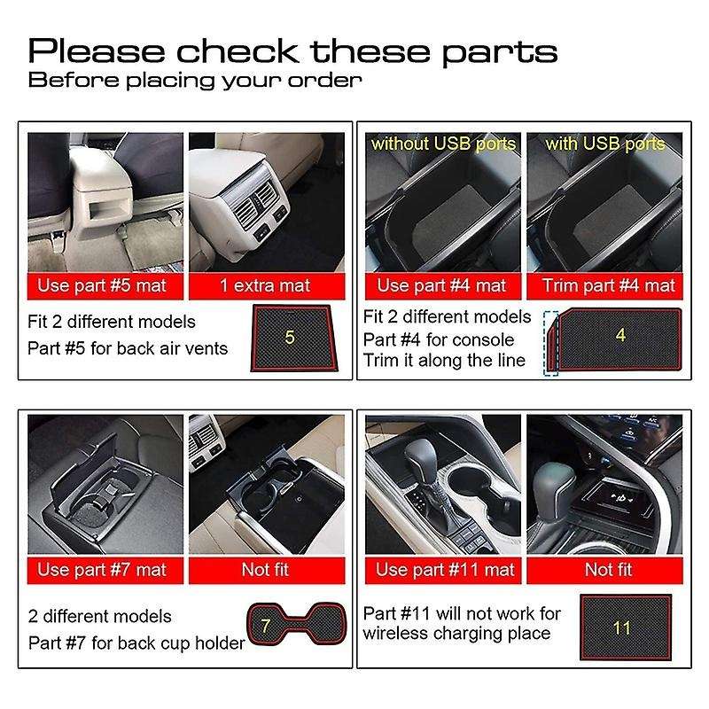 Cup Holder Insert for 2018 2019 2020 2021 Center Console Liner Organizer Door Pocket Mats Pad, 16 PC