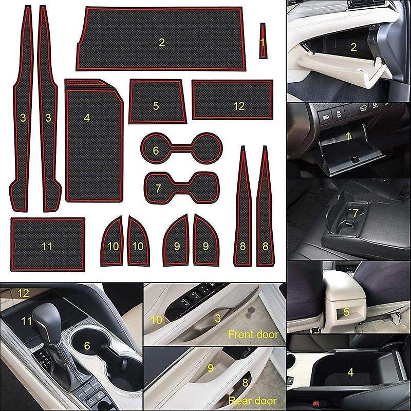 Cup Holder Insert for 2018 2019 2020 2021 Center Console Liner Organizer Door Pocket Mats Pad, 16 PC