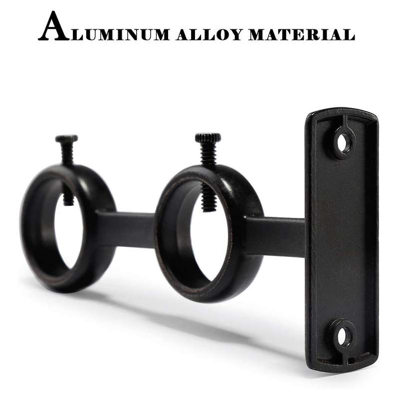 Curtain Rod Bracket, 3pcs Double Curtain Rod Holder, Double Rod Brackets Hooks for Living Room Bedro